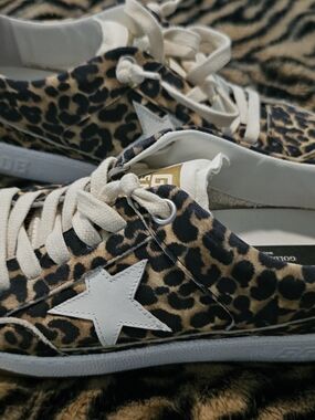 Golden Goose Yeah Leopard Print Star-Accent Women's Sneakers